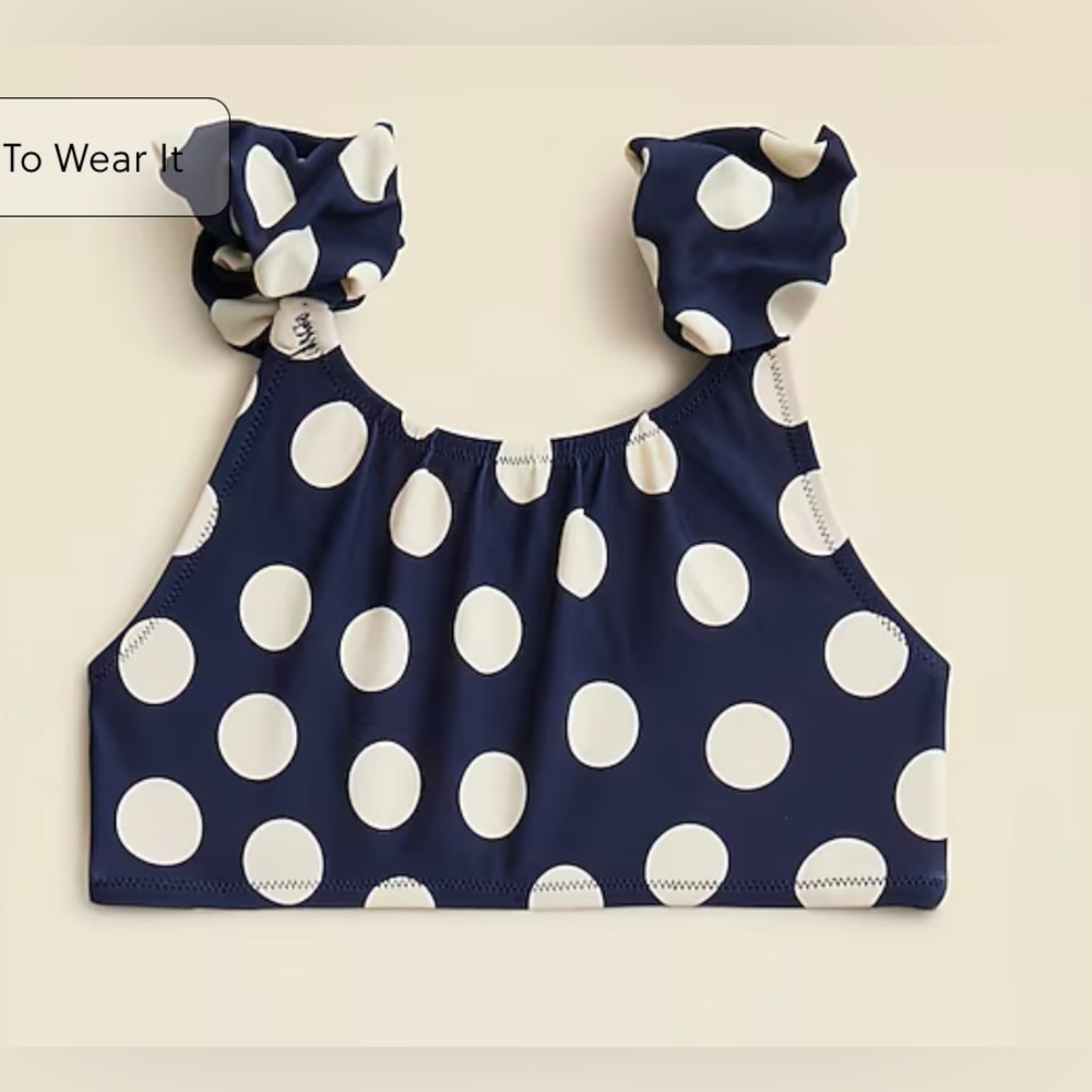J.Crew NWOT Girls' puff-sleeve two-piece swimsuit